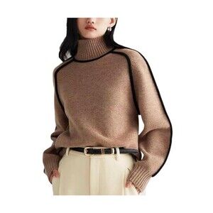 Weekend Womens Turtleneck Sweater Size L Nutmeg/Black